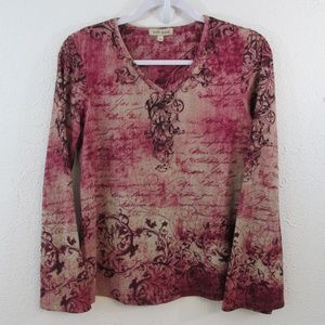 Xcit USA Woman's V-Neck Long Sleeve Shirt